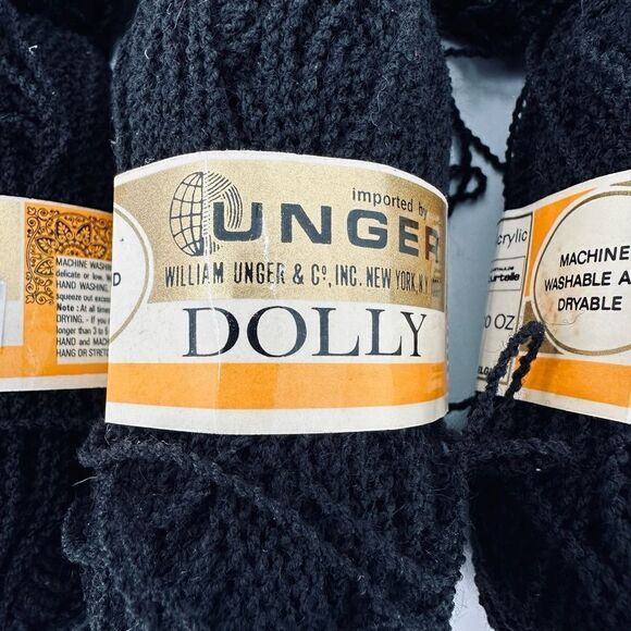 Unger DOLLY Yarn BLACK Made in France 5 Skeins 40 Grs Each 100% Acrylic Vintage - Picture 2 of 8